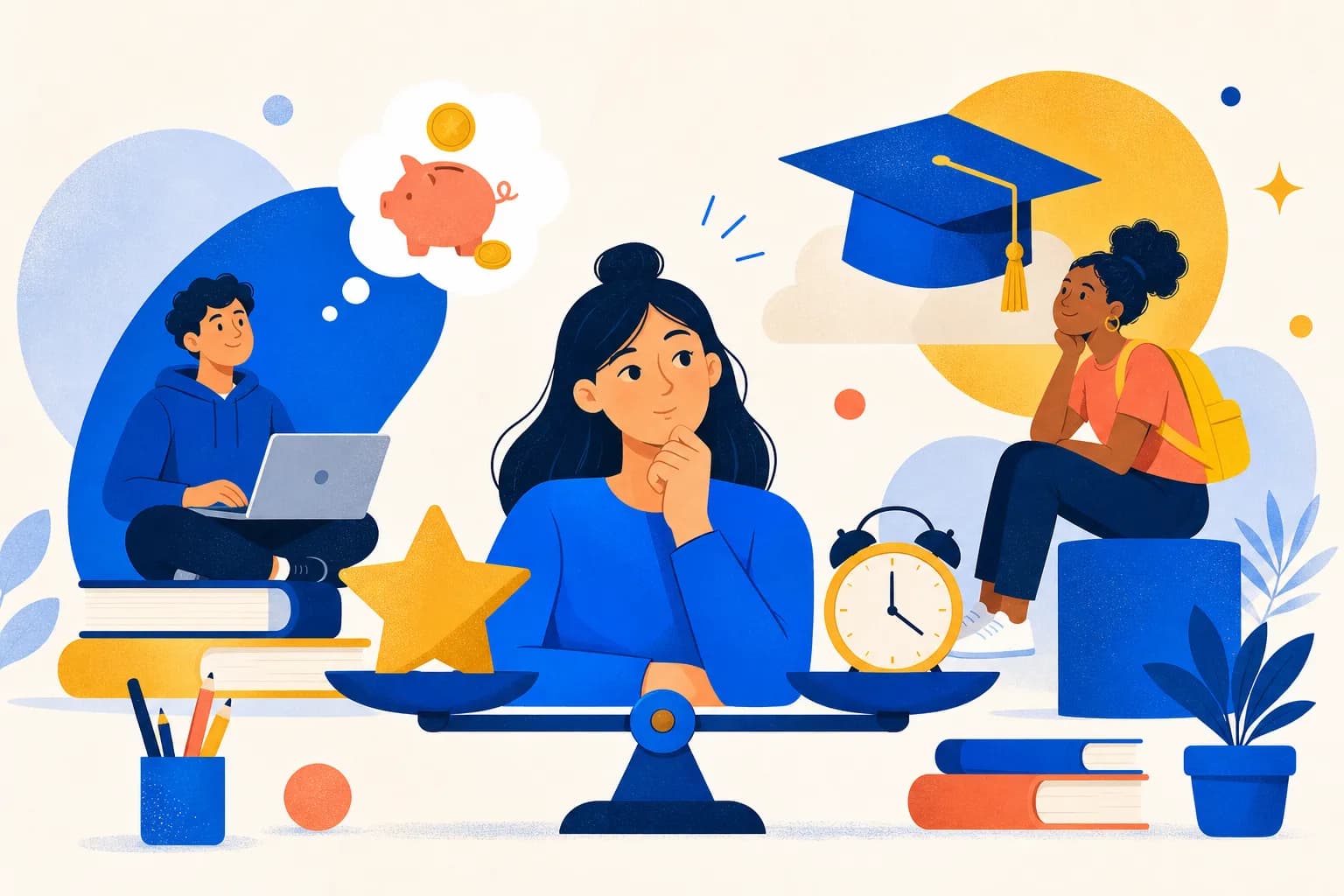 Illustration for "Are No-Essay Scholarships Worth Your Time?"
